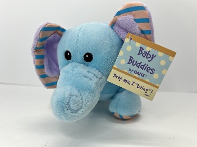 Baby Ganz Blue Elephant  7'' Plush Toy Boing Sound Body Balls Baby Buddies Soft