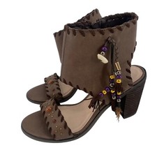 Volatile Size 9 Heeled Sandal Brown Beads Tas...