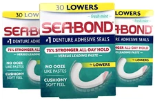 Sea-Bond Denture Adhesive LOWERS 30 ct ( 3 boxes ) MINT green