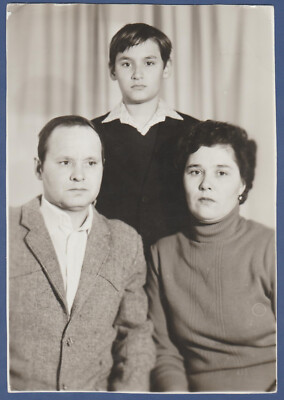 Portrait of a beautiful girl and two guys Soviet Vintage Photo USSR