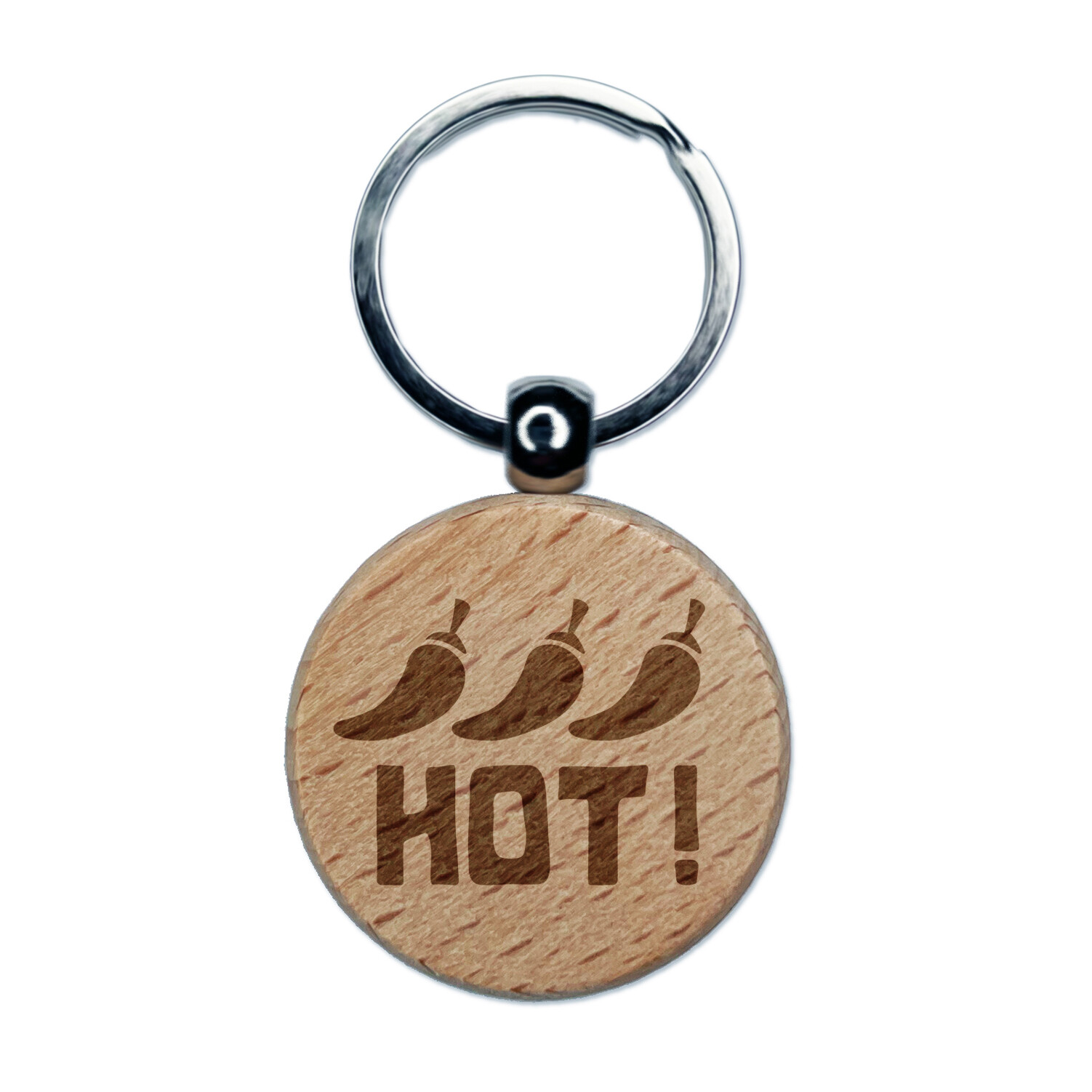 Flavor Hot Engraved Wood Round Keychain Tag Charm
