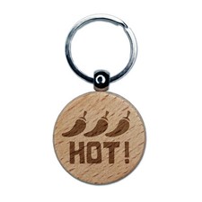 Flavor Hot Engraved Wood Round Keychain Tag Charm
