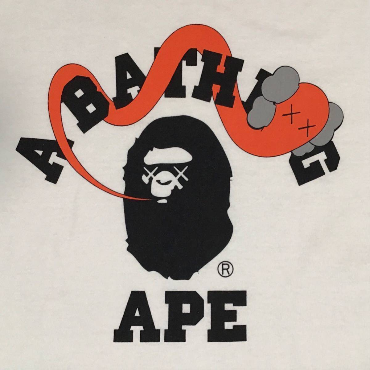 BAPE × kaws bendy College logo long sleeve T-shirt White A BAPE × kaws bendy College logo long sleeve T-shirt White A