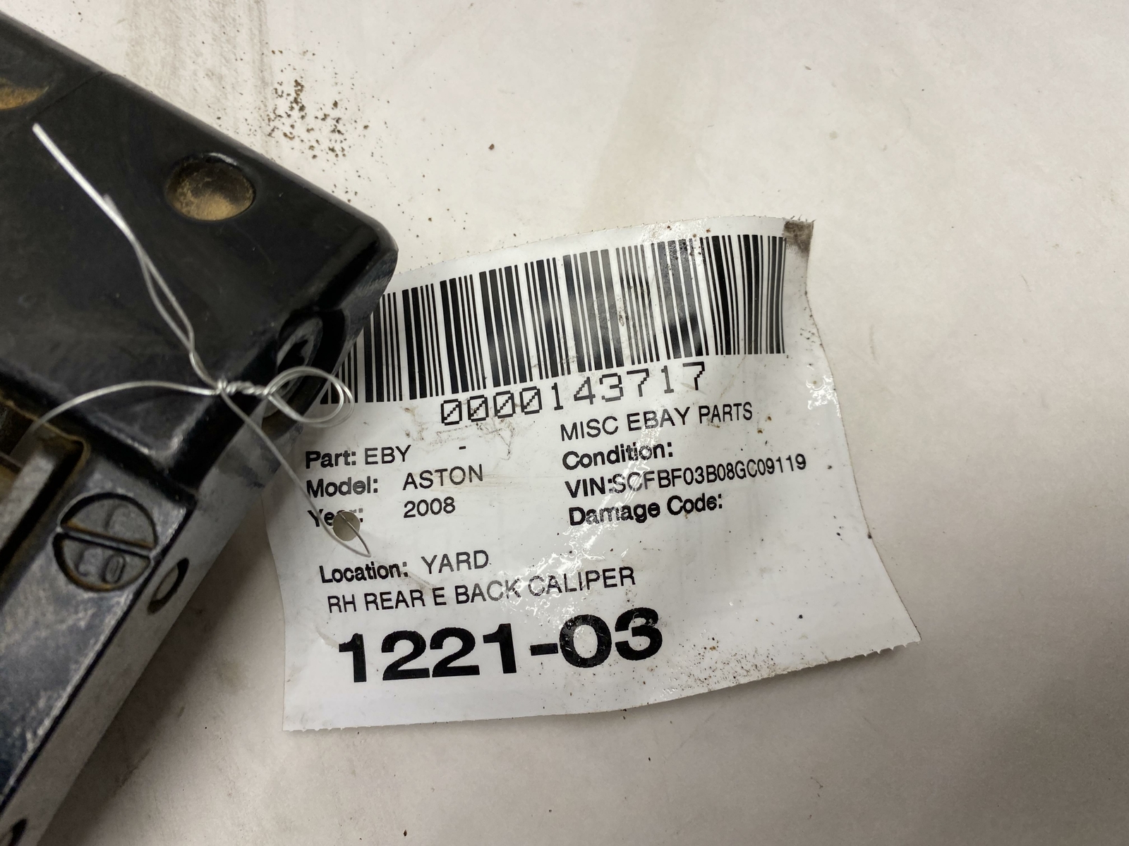 2006-2011 ASTON MARTIN V8 VANTAGE REAR RIGHT SIDE ABS BRAKE CALIPER BREMBO OEM
