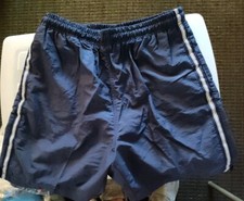 VTG Le Tigre American Sportswear Drawstring Navy Lined Swim Trunks Sz M