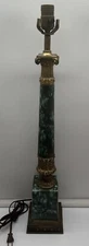 French Empire Green Porcelain Brass Mounted Table Lamp 26” High Tested Works