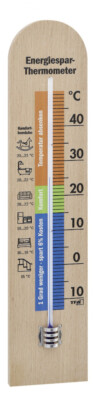 TFA 12.1055 Energiespar Thermometer massives Buchenholz analog Raumtemperatur