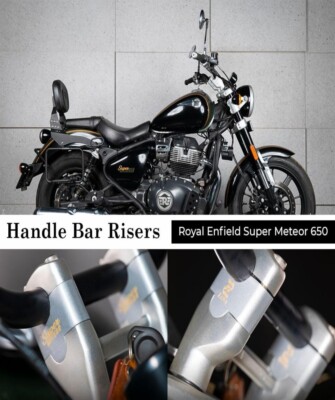 ''VERTICAL HANDLE BAR RISER, SILVER'' FIT FOR ROYAL ENFIELD SUPER METEOR 650