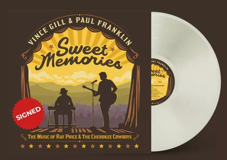 Sweet Memories [LP] Vince Gill & Paul Franklin Vinyl w/ Signed 11x11 Art Card