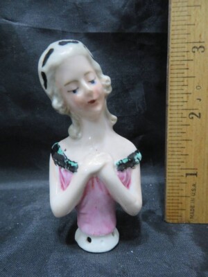 Antique Porcelain Half Doll Germany 3'' Tall