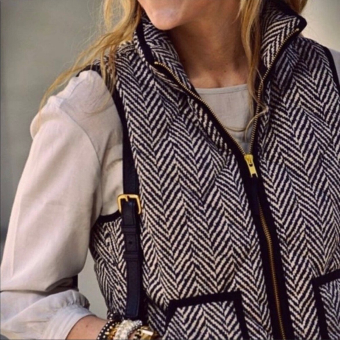 J.Crew Excursion puffer Down vest herringbone pat… - image 3