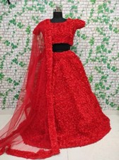 Premium Net With Heavy Riboon Flower Work Lehenga Blouse With Dupatta 15-HR