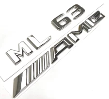 #2 CHROME ML63 + AMG REPLACEMENT FOR MERCEDES REAR TRUNK EMBLEM BADGE LIFTGATE