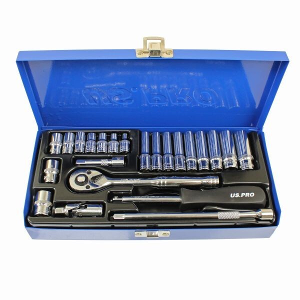 US PRO 24pc 1/4 Dr 6 Point Metric Socket Set 4 - 13mm 3253 Deep Shallow Sockets - Image 6