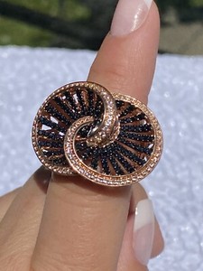 Authentic Dallas Prince Rose Gold Plated Sterling Black Spinel White Zircon Ring SHOPHQ