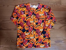 Cotton Scrubs  Co Long Sleeve Medical Top, Halloween, Pumpkins, See Measurement