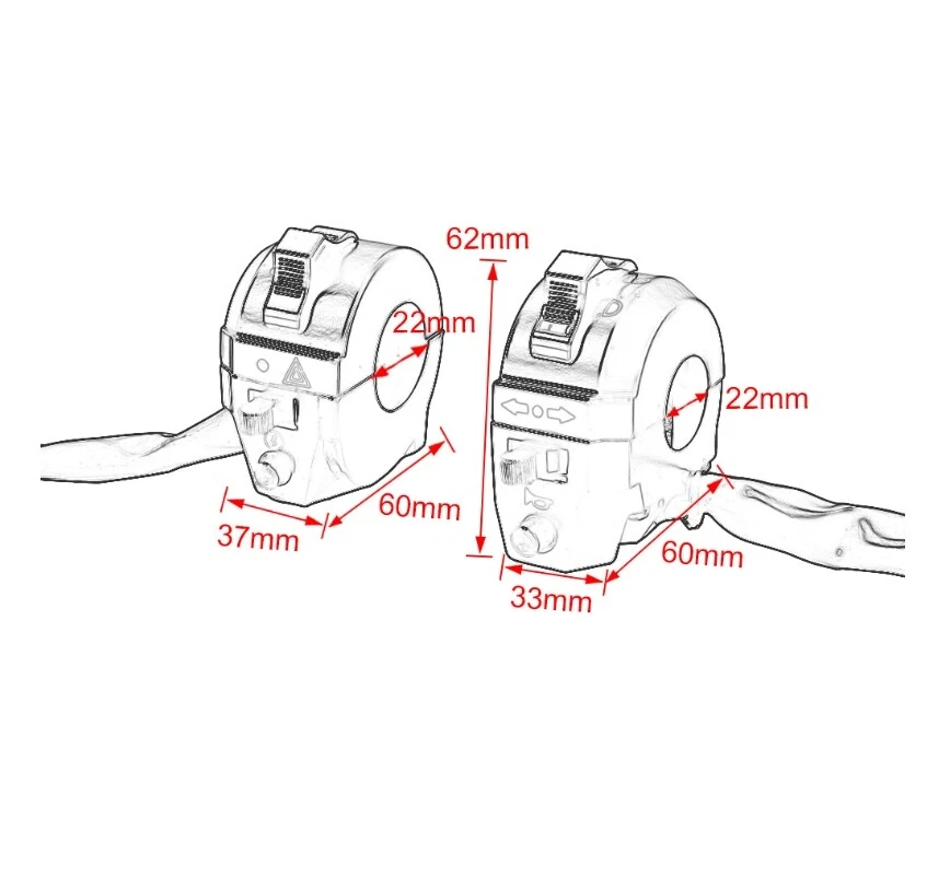 1 Pair 7/8" Motorcycle Handlebar Control Switch Turn Signal Horn ON/OFF Parts - Imagem 4 de 4
