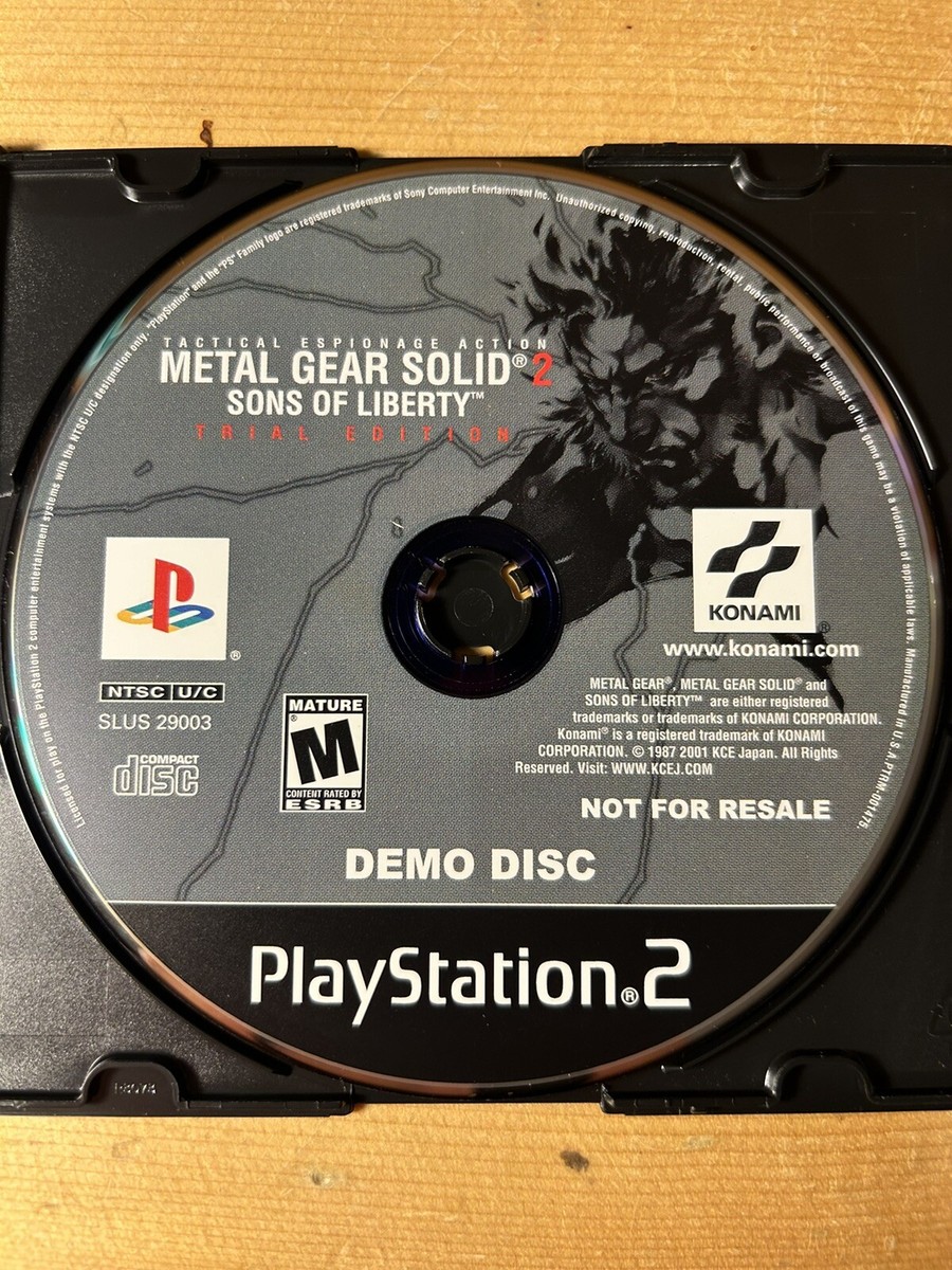 NOT FOR RESALE Metal Gear Solid 2 Sons Of Liberty Trial Edition