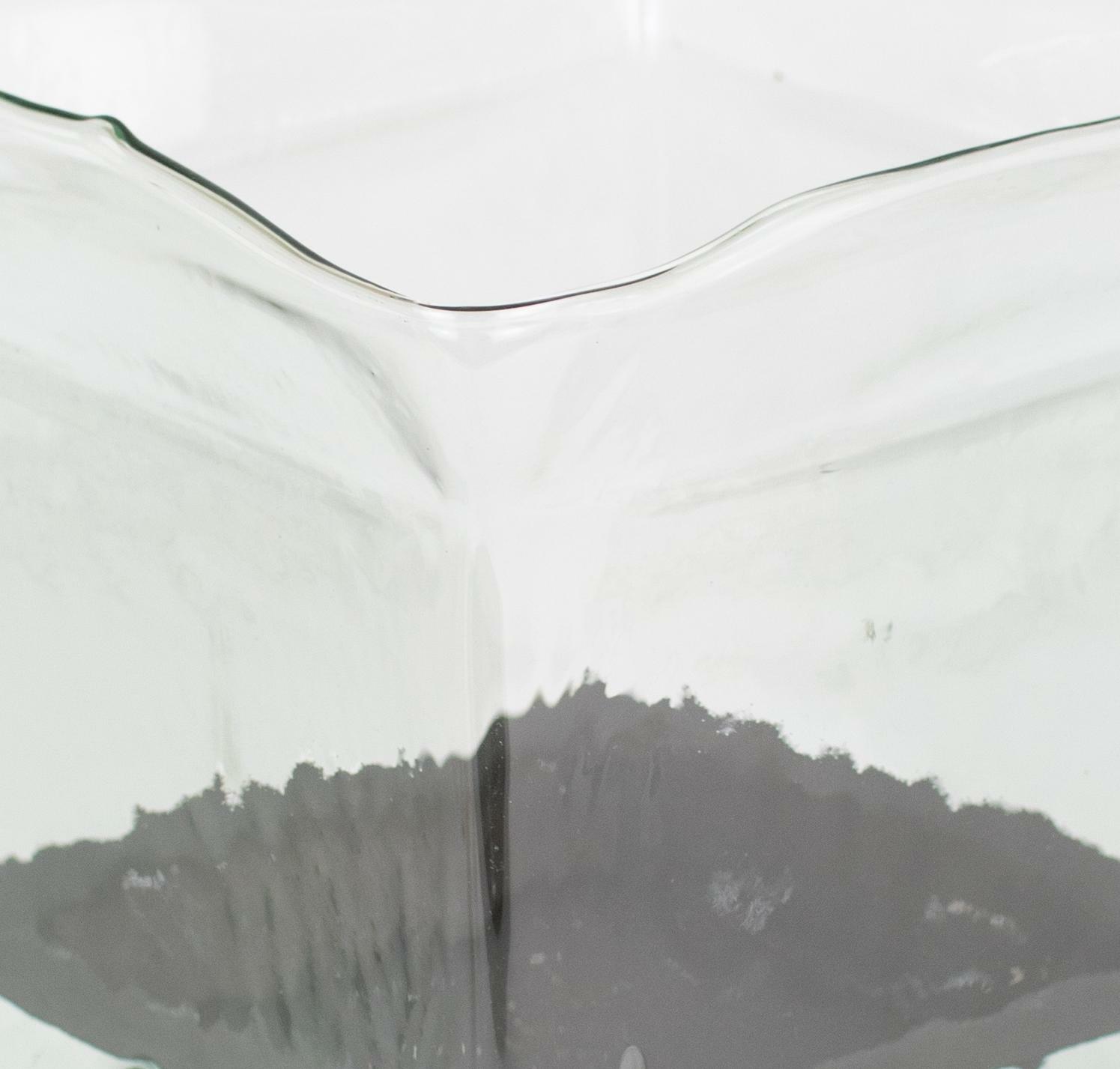 Luxe Large Square Glass Slab Candle Holder Hurricane Pillar Votive Vase Display