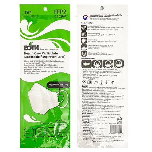 5 PCS KF94 WHITE Protective Face Mask Adult Made in Korea KFDA Approved TIA BOTN - 第 6/6 張圖片