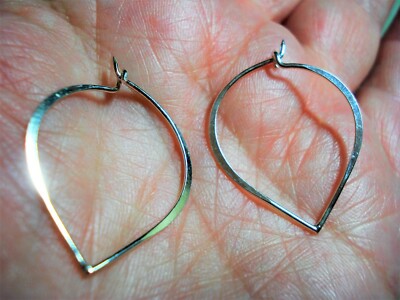 Minimalist Style 1'' Drop Handmade .999 Pure Silver Lotus Petal Hoop Earrings