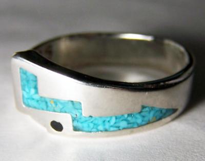 DELUXE INLAYED BLUE LIGHTNING BOLT BIKER RING #BR55R MEN WOMENS jewelry SILVER