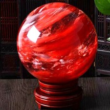 90mm Large Natural Red Smelting Stone Sphere Healing Quartz Crystal Globe Ball