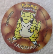 RARE 1998 Tazos POKEMON 1 Sabritas SANDSHREW #27 Mexico Tazo Pog Nintendo NOS