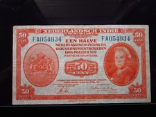Netherlands East Indies 50 Cents Gulden 1943 P110 Dutch Indonesia i4c4934