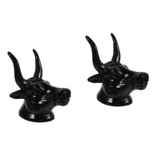 2Pcs Multi Functional Guitar Holder Wall Mount Bull Head Black Durable ABS Metal