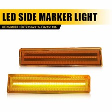 2x Amber Lens Amber Full Led Front Side Marker Lights For 1980-1986 Ford Bronco