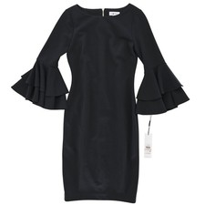 Calvin Klein Women's Tiered Bell Sleeve Dress Black 2