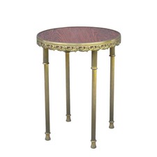 Tavolino rotondo stile barocco rococò vintage con gambe in ottone pianta bonsai