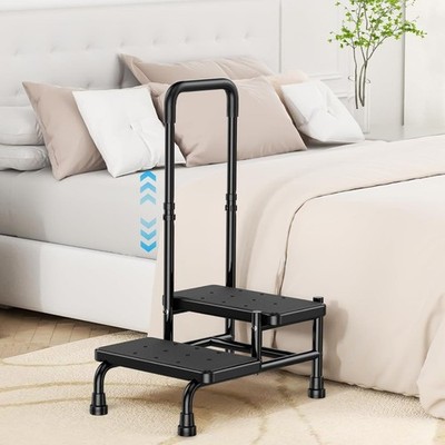 2 Step Stool with Handle for Elderly Adults and Seniors Heavy Duty Non Slip 