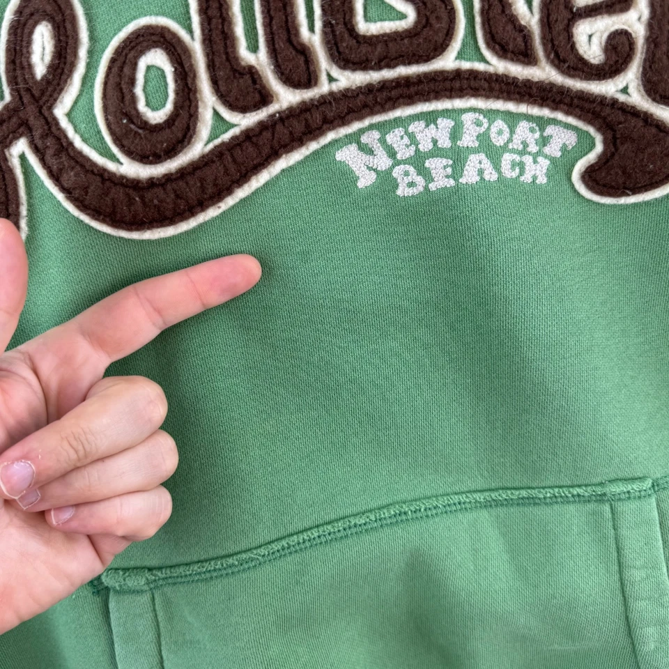 Sudadera Hollister De Colección Para Hombre Pequeña Verde Pullover Pesado Surf Y2K Foto 4 de 4