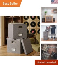 Sturdy Stackable Vinyl Record Holder for 50 Albums - Dust-Free Protection