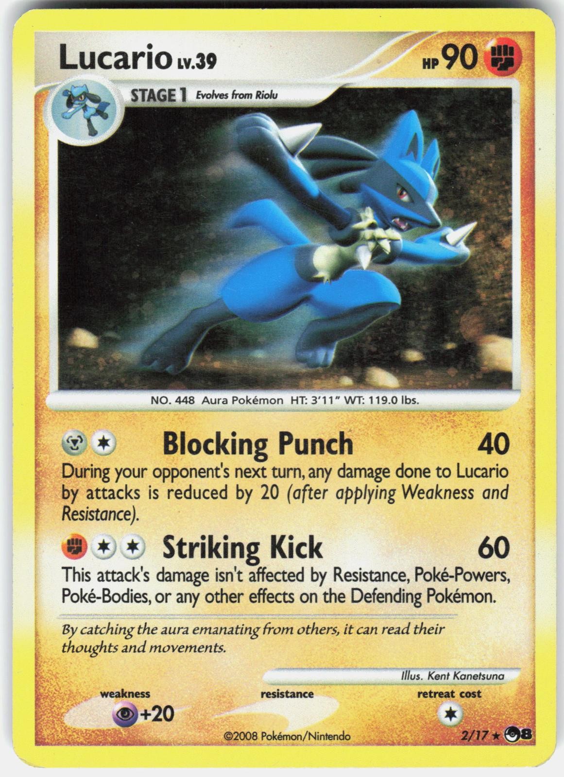 Pokemon Lucario 2/17 Rare POP Series 8 Pokemon Holo Near Mint