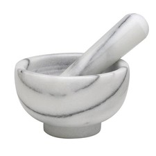 Mortar And Pestle Set Classic Marble Natural Stone White Pestal To Grind Food US
