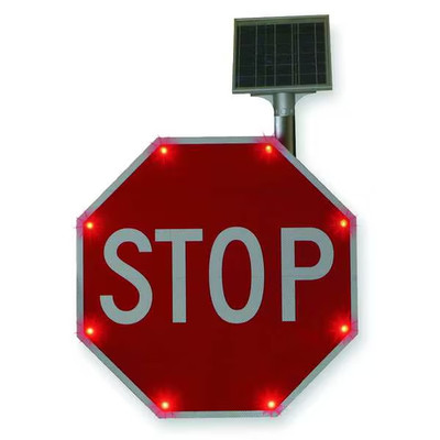 Tapco 2180-00209 Led Stop Sign, Stop, White/Red, 30'' W, 30'' H