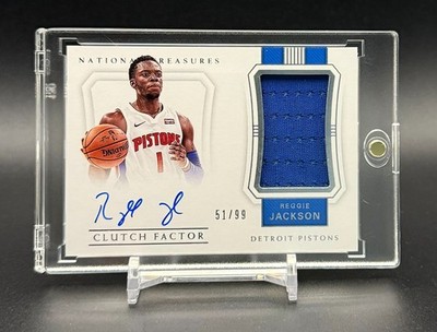 REGGIE JACKSON - 2017-18 National Treasures CLUTCH FACTOR JERSEY AUTO #d 51/99