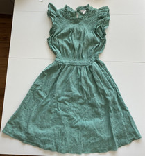 J Crew Frilly Gauzy Smocked Tank Dress Cotton Mint Prairie Cottage Romantic Sz S