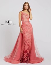 Mac Duggal - Size: 14 - One Shoulder Lace Dress in Coral - Stlye: 79290