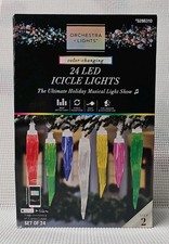 Gemmy Orchestra of Lights 24 LED Icicle Lights Color Changing Musical Lightshow