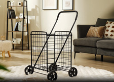 Portable Folding Shopping Cart Utility for Grocery Laundry 100 Lbs, Black