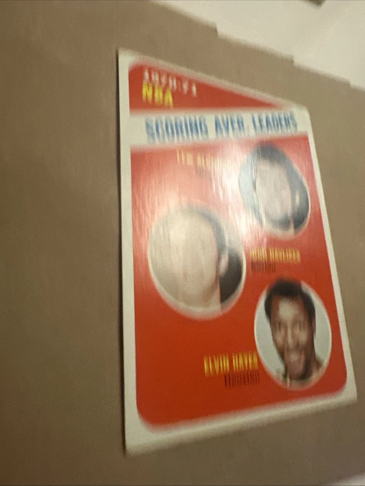 1971-72 Topps - Scoring Avg Leaders #139 Alcindor、Havlicek、Hayes - Corner Wear — 第 2/4 张图片