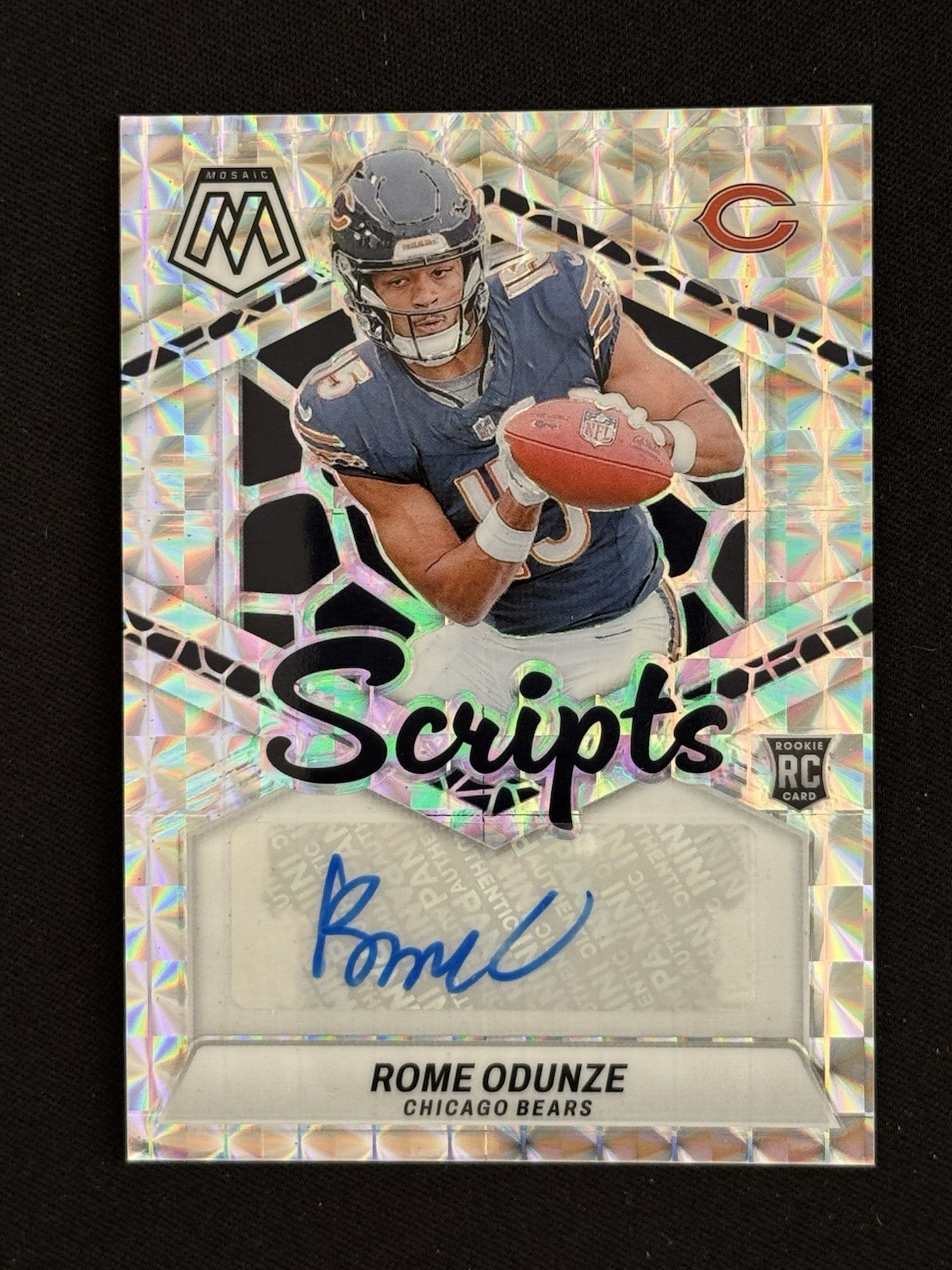 2024 Panini Mosaic Rome Odunze Rookie Scripts RC Rookie Auto #RS-ROE Bears