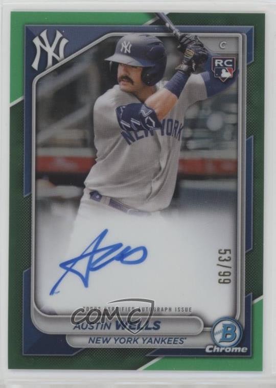 2024 Bowman Chrome Rookie Green Refractor 53/99 Austin Wells #CRA-AW Auto 1o6v