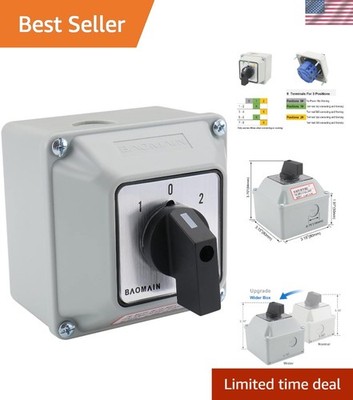 Rated 20A 2-Phase Rotary Switch - 3 Position Cam for DIY and Industrial Use