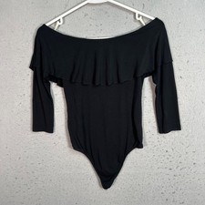 Aritzia Wilfred Black Off-Shoulder Bodysuit Womens Size Small 1/2 Sleeve