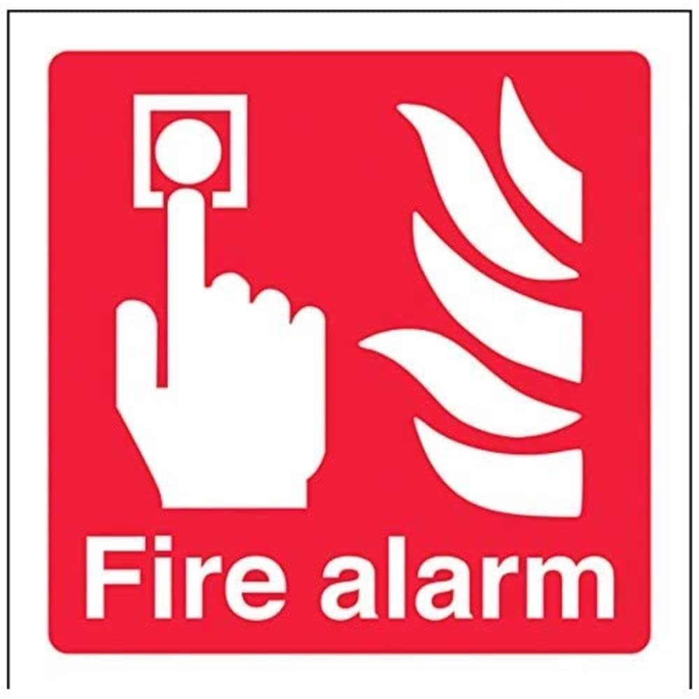 Fire Alarm Logo Sign - Square - 100mm x 100mm - 1mm Rigid Plastic
